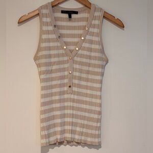 White House Black Market Beige Striped Tank Top